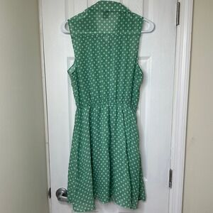 rue21 Green Polka Dot Sleeveless Button Front Dress Elastic Waist Medium